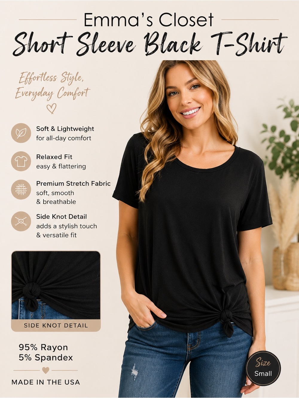 Emma’s Closet Short Sleeve Black T-Shirt